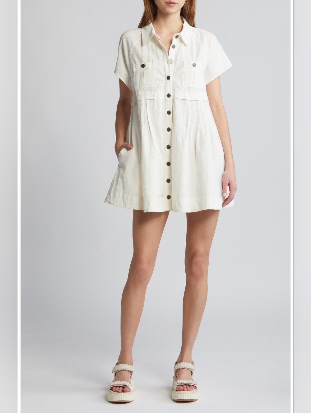 Free People Ronnie Cotton Poplin Mini Shirtdress